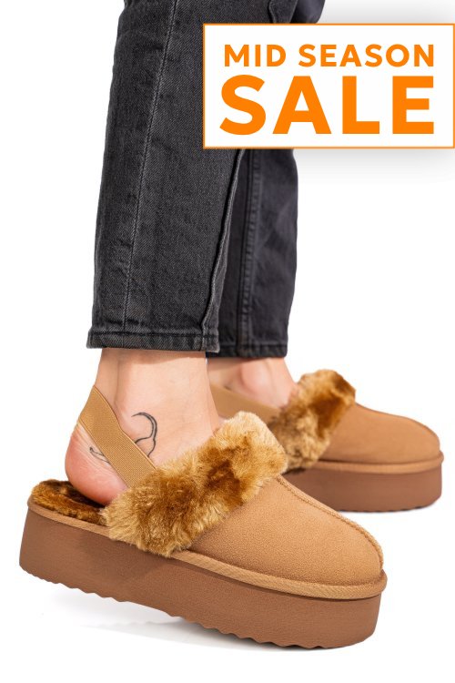 Saboti camel piele naturala intoarsa 1s77255