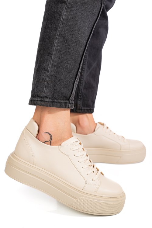 Pantofi sport bej piele naturala 3s77030