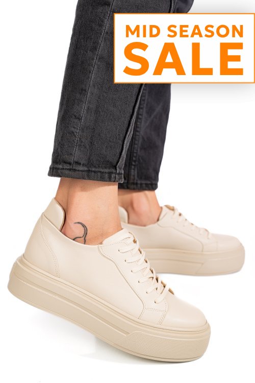 Pantofi sport bej piele naturala 3s77030