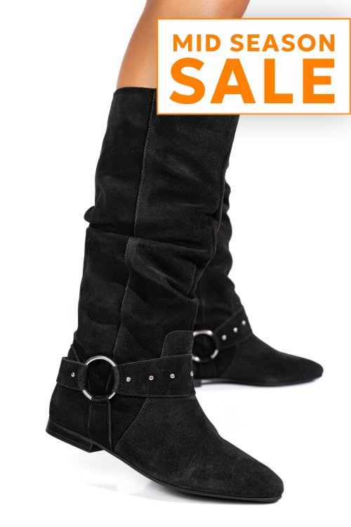 Cizme negre piele naturala intoarsa 9s77377