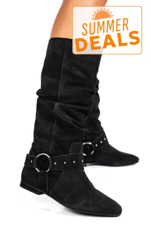 Cizme negre piele naturala intoarsa 9s77377