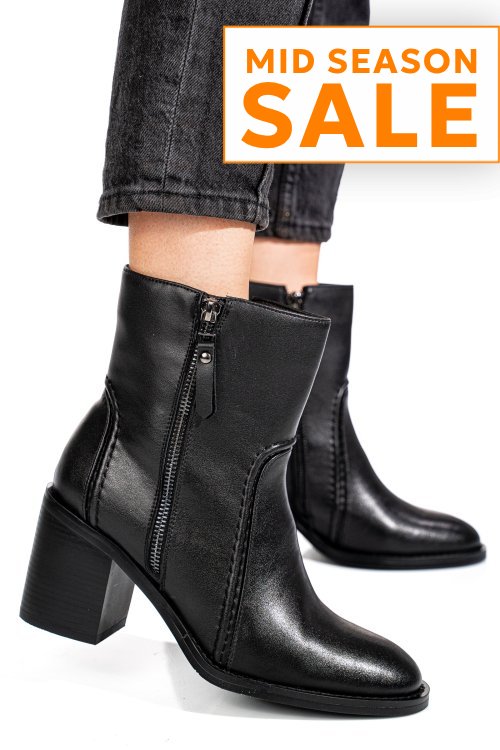 Botine negre piele naturala ss77n5001