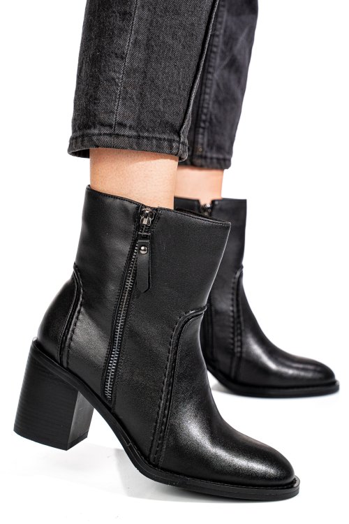 Botine negre piele naturala ss77n5001