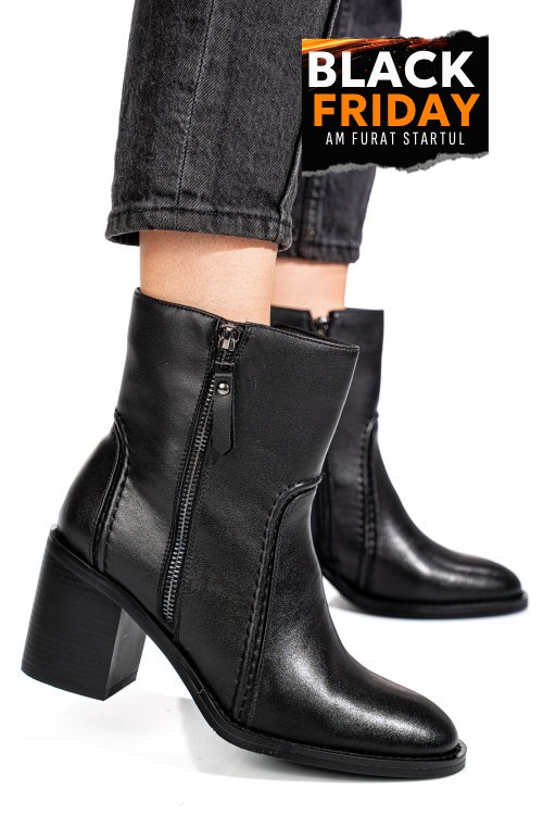 Botine negre piele naturala ss77n5001