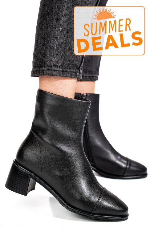 Botine negre piele naturala ss77n5016
