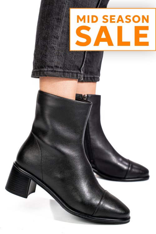 Botine negre piele naturala ss77n5016