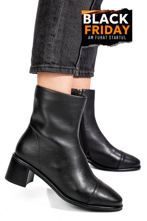 Botine negre piele naturala ss77n5016
