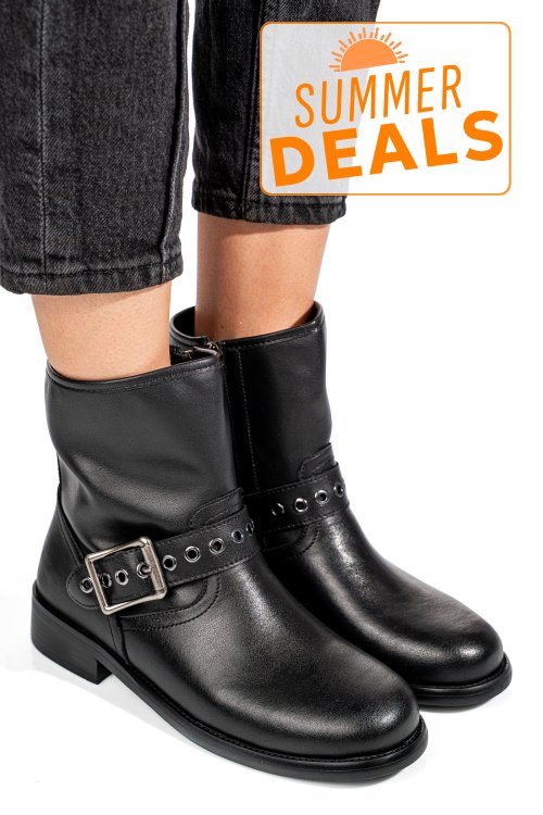 Ghete negre piele naturala ss77n5009