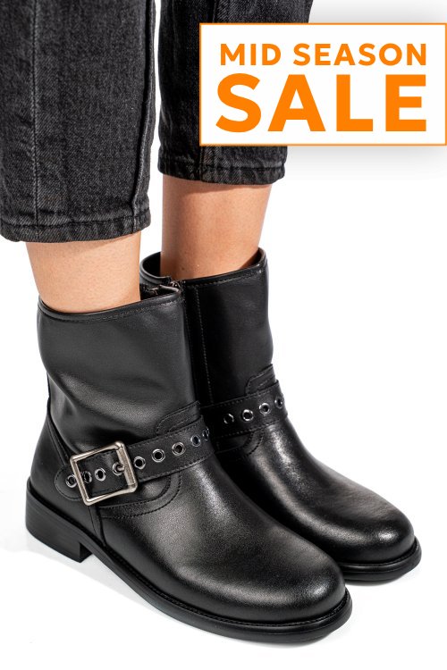 Ghete negre piele naturala ss77n5009