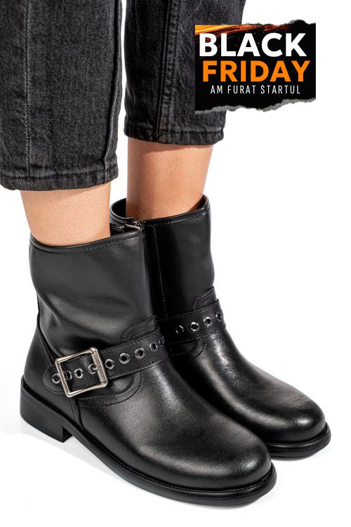 Ghete negre piele naturala ss77n5009
