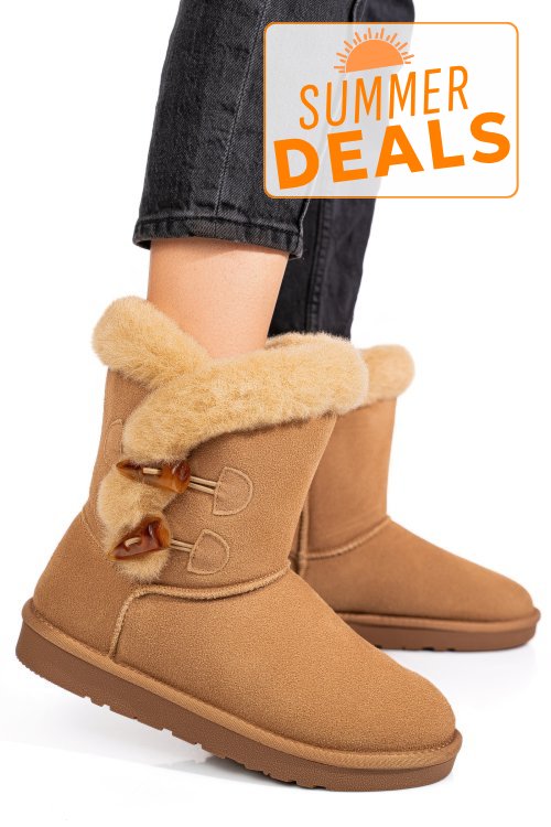Cizme camel piele naturala intoarsa 1s77229