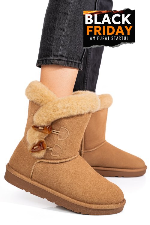 Cizme camel piele naturala intoarsa 1s77229