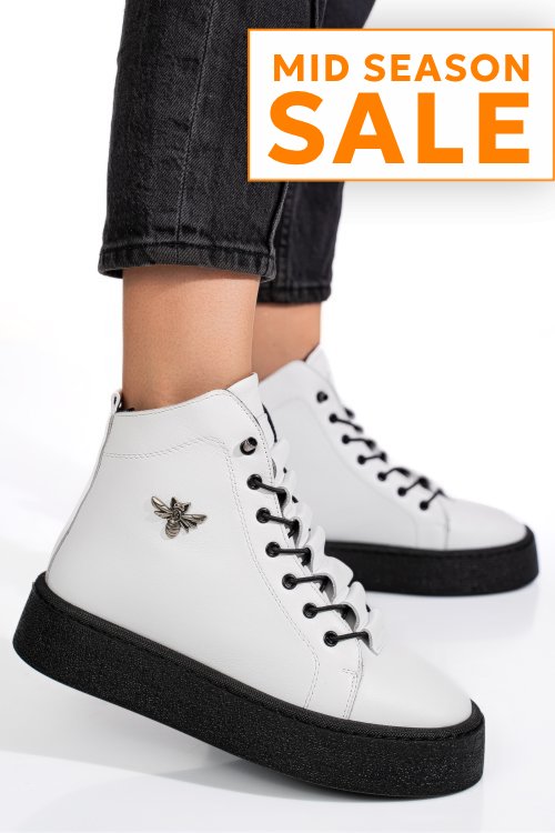 Ghete albe piele naturala 6s7766