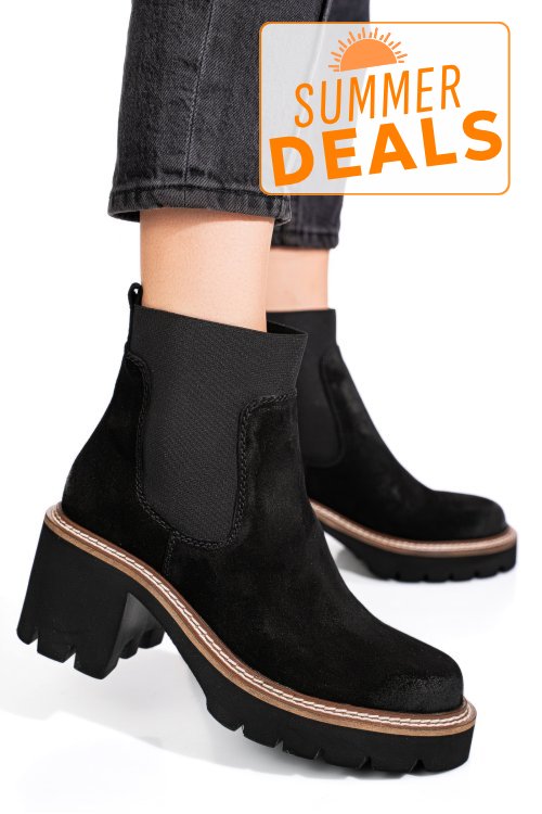Ghete negre piele naturala intoarsa 1s773115