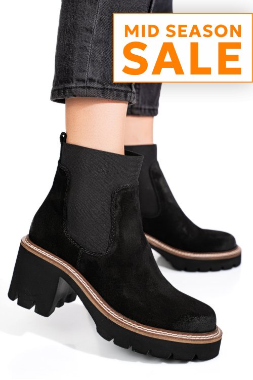 Ghete negre piele naturala intoarsa 1s773115