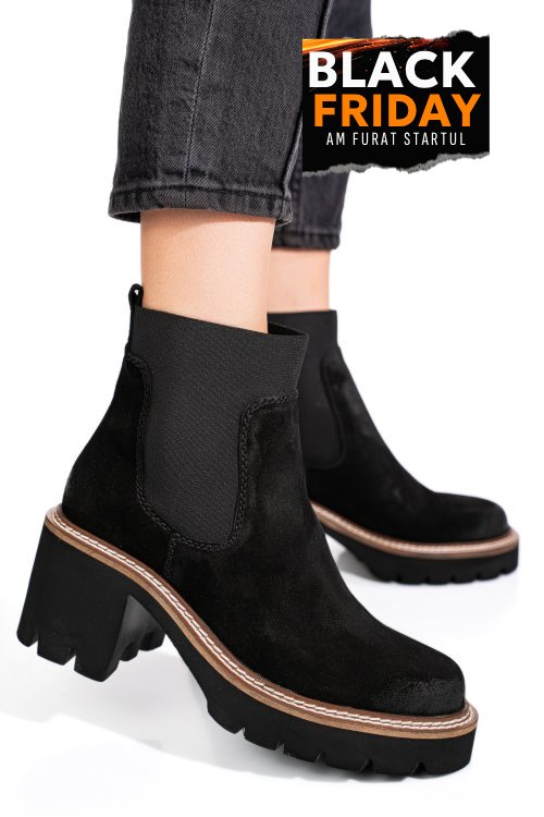 Ghete negre piele naturala intoarsa 1s773115