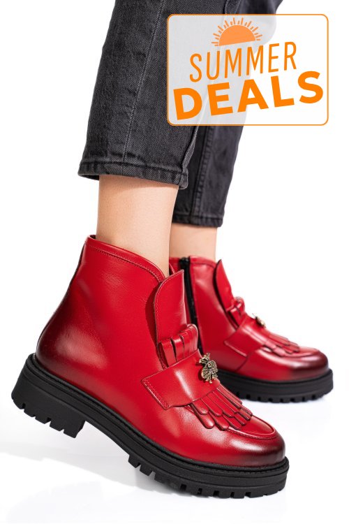 Ghete rosii piele naturala 3s7702