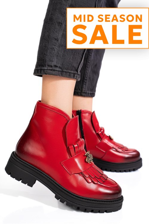 Ghete rosii piele naturala 3s7702