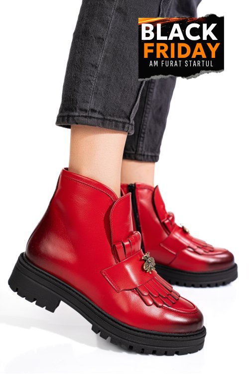 Ghete rosii piele naturala 3s7702