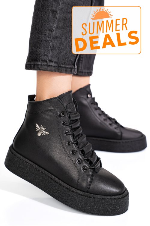 Ghete negre piele naturala 6s7766