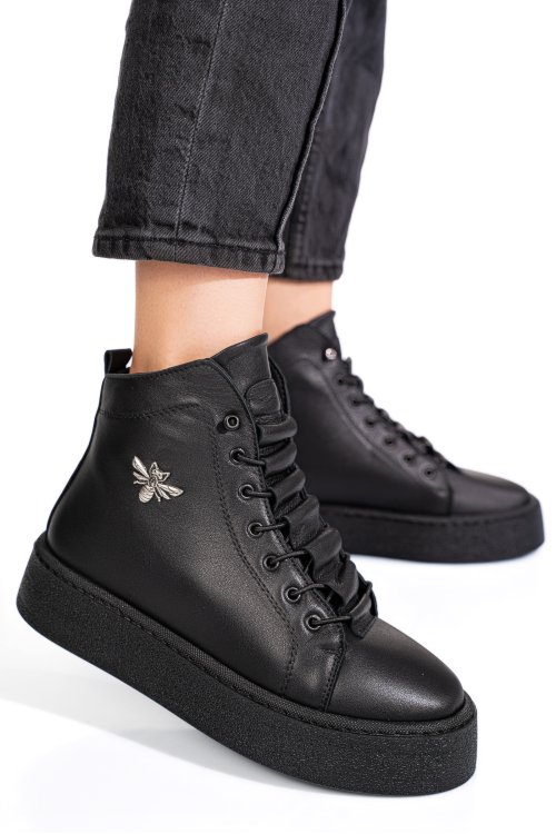 Ghete negre piele naturala 6s7766