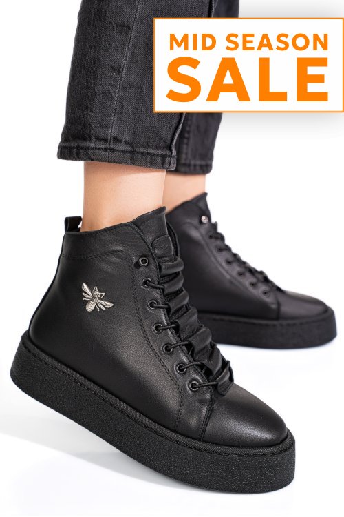 Ghete negre piele naturala 6s7766