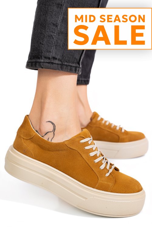 Pantofi sport dama piele naturala intoarsa maro 3s77001