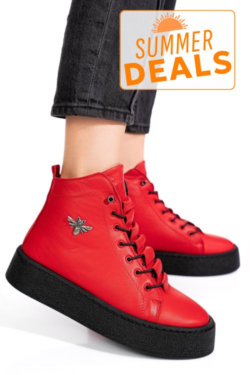 Ghete rosii piele naturala 6s7766