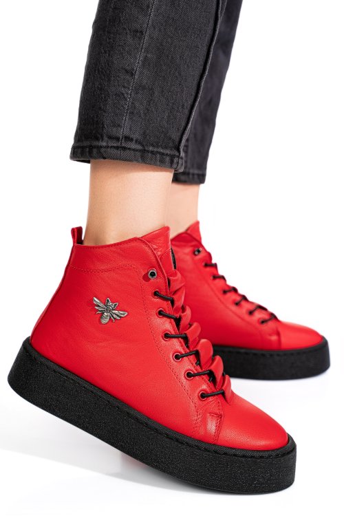 Ghete rosii piele naturala 6s7766