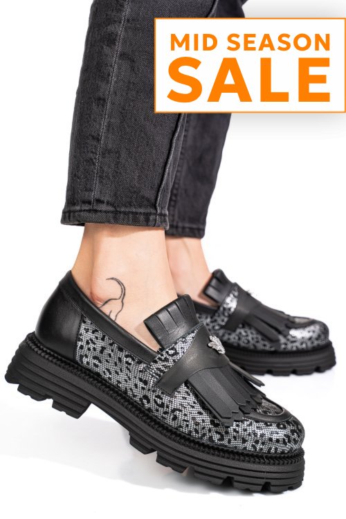 Mocasini dama piele naturala black grey 3s7795