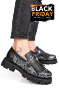 MOCASINI DAMA PIELE NATURALA BLACK GREY 3S7795