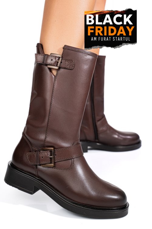 Cizme dama piele naturala maro inchis 1s773137