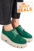 PANTOFI VERZI PIELE NATURALA INTOARSA 2S77080