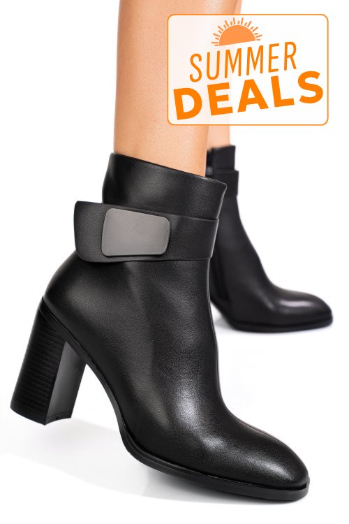 Botine negre piele naturala ss77n5012