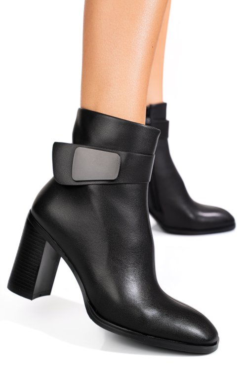 Botine negre piele naturala ss77n5012