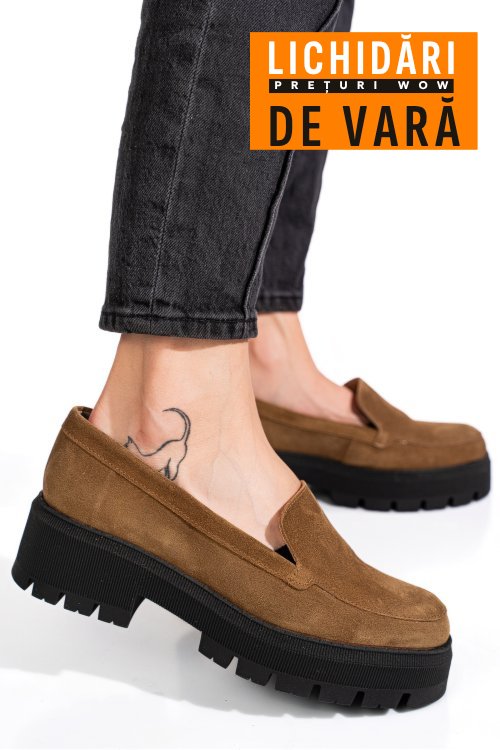Mocasini maro piele naturala intoarsa 2s7722