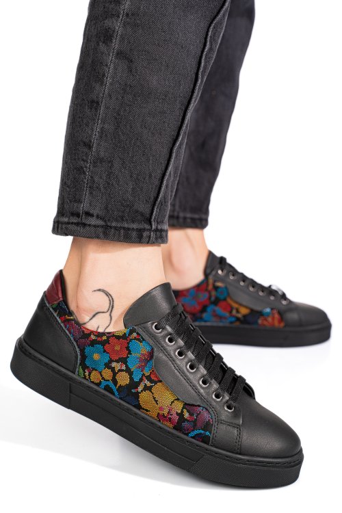Pantofi sport negri piele naturala 7s7768
