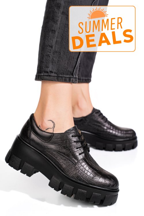 Pantofi negri cro piele naturala 2s77085