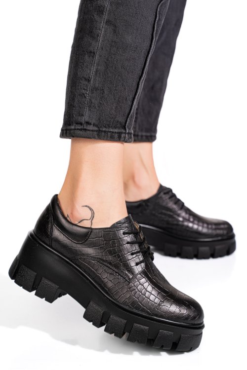 Pantofi negri cro piele naturala 2s77085