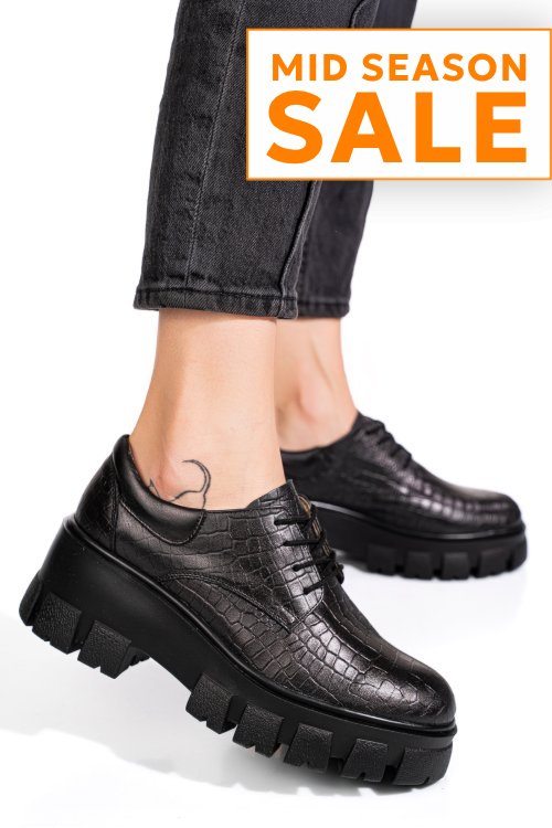 Pantofi negri cro piele naturala 2s77085