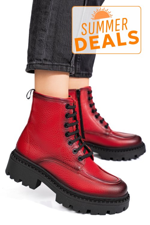 Ghete rosii piele naturala 4s7735