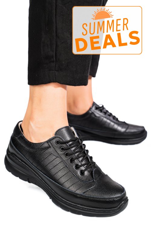 Pantofi sport negri piele naturala fsp0011801