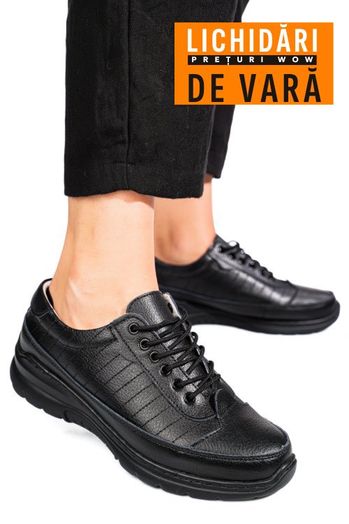 Pantofi sport negri piele naturala fsp0011801