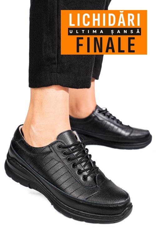 Pantofi sport negri piele naturala fsp0011801