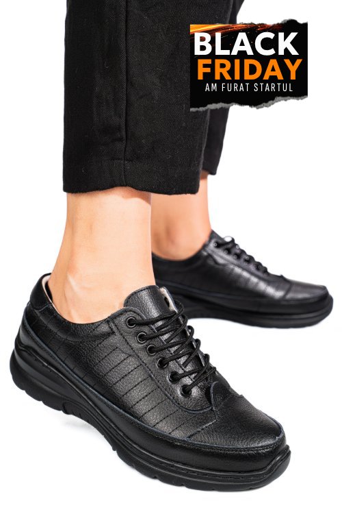 Pantofi sport negri piele naturala fsp0011801
