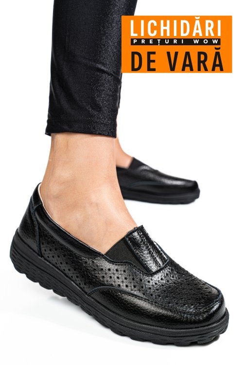 Mocasini negri piele naturala dspx22025