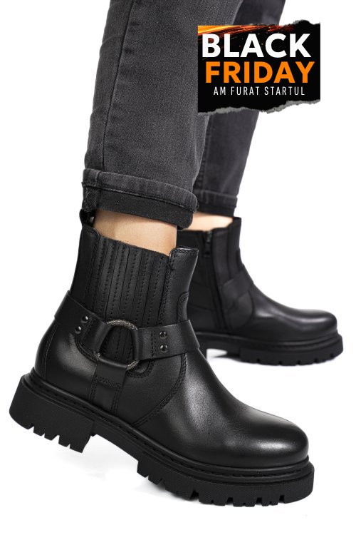 Ghete negre piele naturala wh404h27