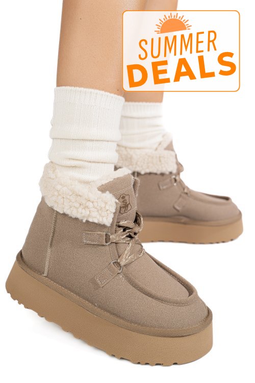 Ghete bej piele naturala intoarsa us77kb005