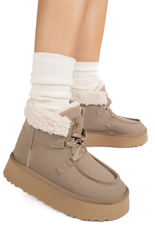 Ghete bej piele naturala intoarsa us77kb005