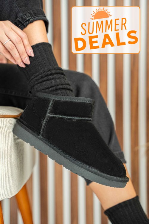 Ghete dama imblanite piele naturala intoarsa negre 1s771200